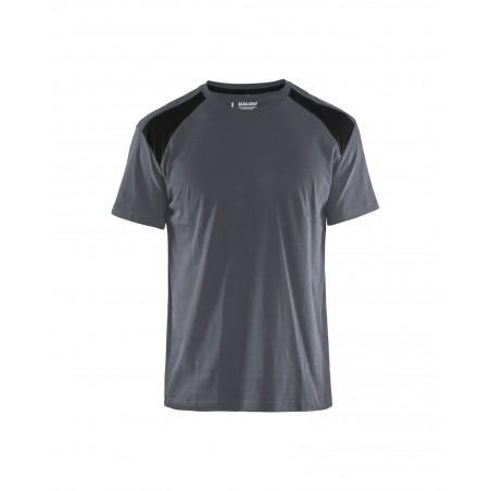 T-shirt bicolore gris clair/noir