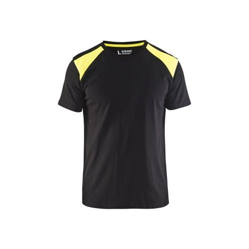 T-shirt bicolore noir/jaune fluo