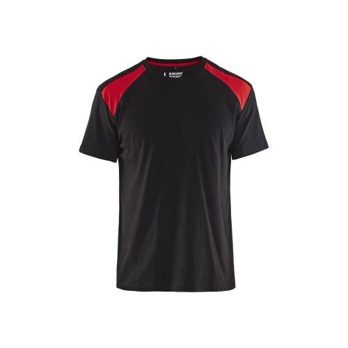 T-shirt bicolore noir/rouge