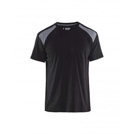 T-shirt bicolore noir/gris moyen