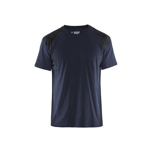 T-shirt bicolore marine foncé/noir