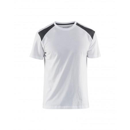 T-shirt bicolore blanc/gris foncé