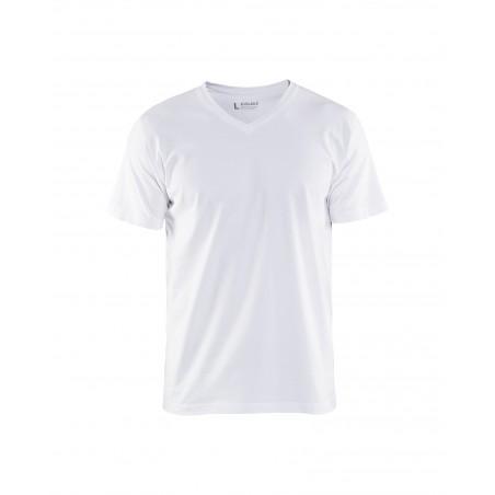 T-Shirt col V blanc