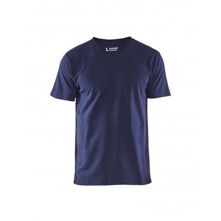 T-Shirt col V marine
