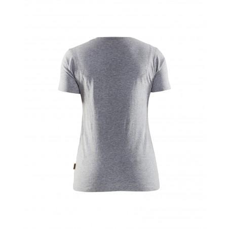 T-shirt imprimé 3D femme gris chiné