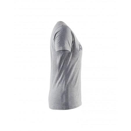 T-shirt imprimé 3D femme gris chiné