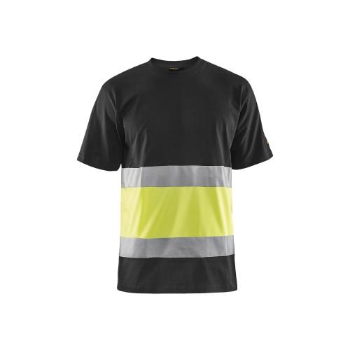 T-shirt haute visibilité noir/jaune fluo