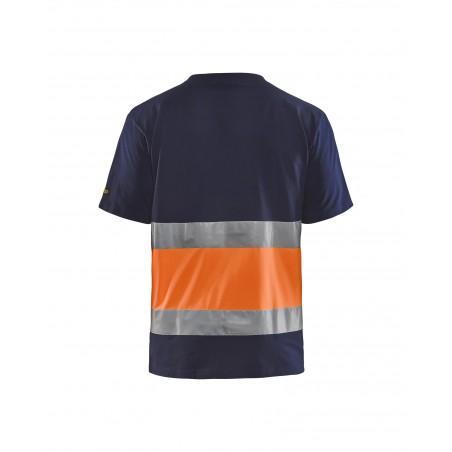 T-shirt haute visibilité marine/orange fluo