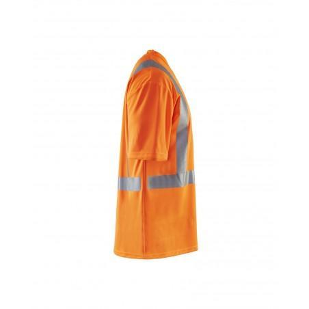 T-Shirt haute visibilité col V anti-UV anti-odeur orange fluo