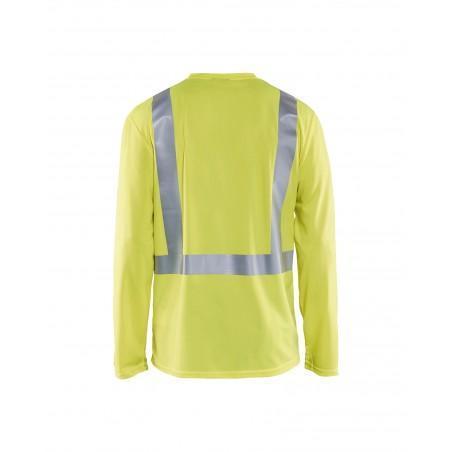 T-Shirt manches longues haute visibilité col V anti-UV anti-odeur jaune fluo
