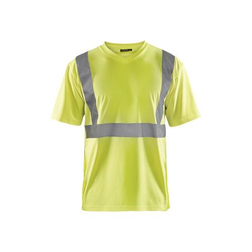 T-shirt haute visibilité col V jaune fluo