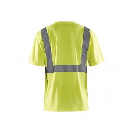 T-shirt haute visibilité col V jaune fluo