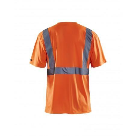 T-shirt haute visibilité col V orange fluo