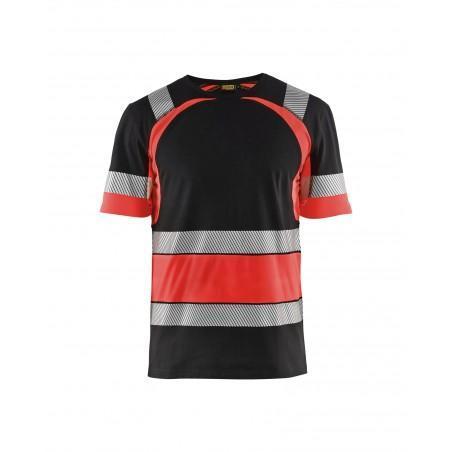 T-shirt Haute Visibilité noir/rouge fluo