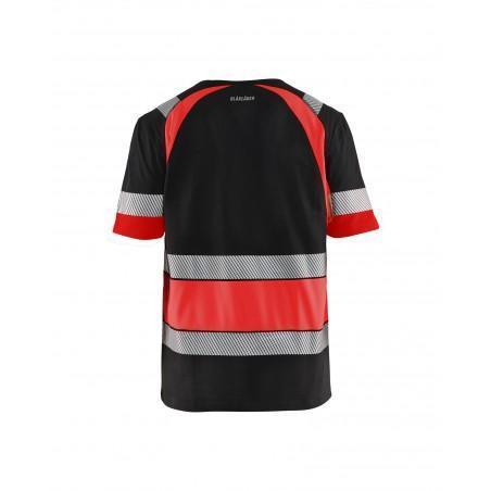 T-shirt Haute Visibilité noir/rouge fluo