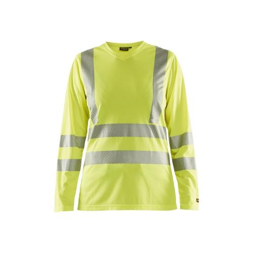 T-shirt manches longues anti-odeur anti-UV HV FEMME jaune fluo