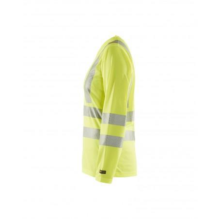 T-shirt manches longues anti-odeur anti-UV HV FEMME jaune fluo