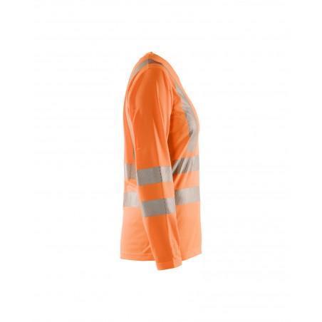 T-shirt manches longues anti-odeur anti-UV HV FEMME orange fluo