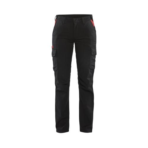 Pantalon industrie stretch 2D Femme noir/rouge
