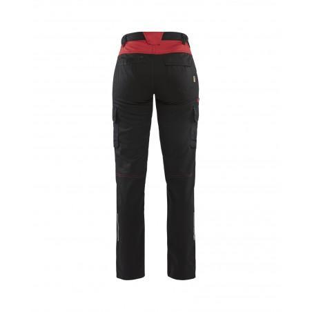Pantalon industrie stretch 2D Femme noir/rouge