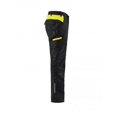 Pantalon industrie stretch 2D noir/jaune fluo
