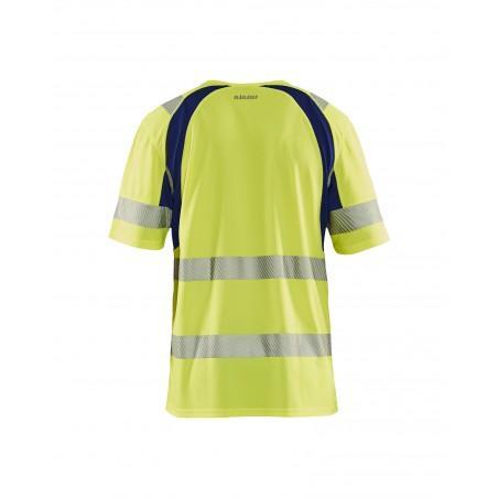 T-shirt anti-UV haute-visibilité jaune fluo/marine
