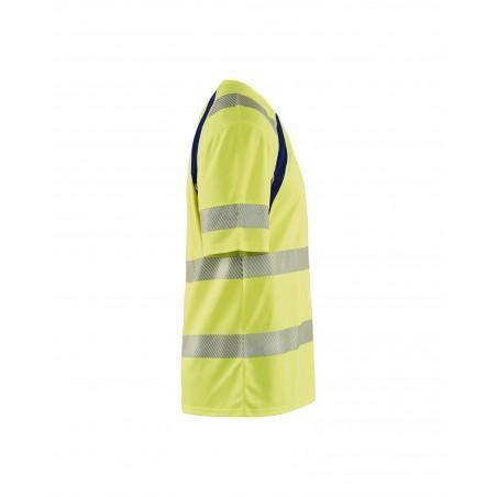 T-shirt anti-UV haute-visibilité jaune fluo/marine