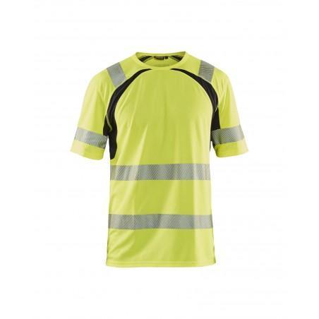 T-shirt anti-UV haute-visibilité jaune fluo/noir