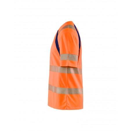 T-shirt anti-UV haute-visibilité orange fluo/marine