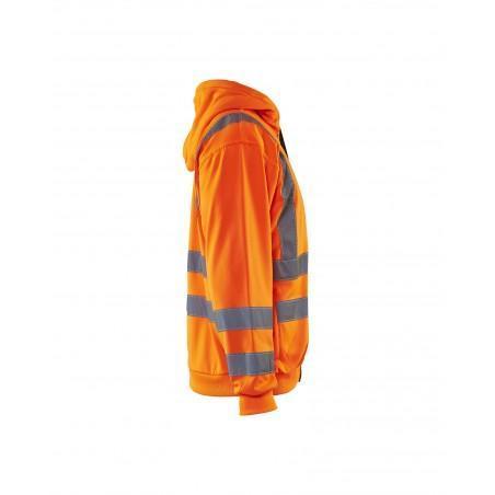 Sweat zippé à capuche haute visibilité orange fluo