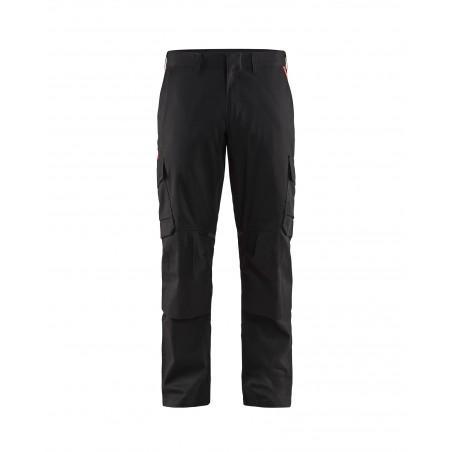 Pantalon industrie avec poches genouilleres stretch 2D noir/rouge
