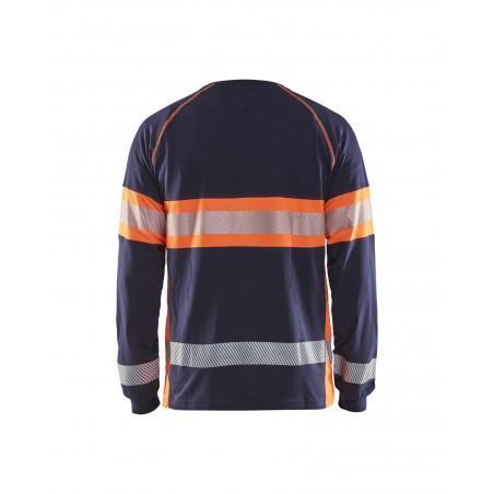 T-shirt manches longues haute-visibilité marine/orange fluo