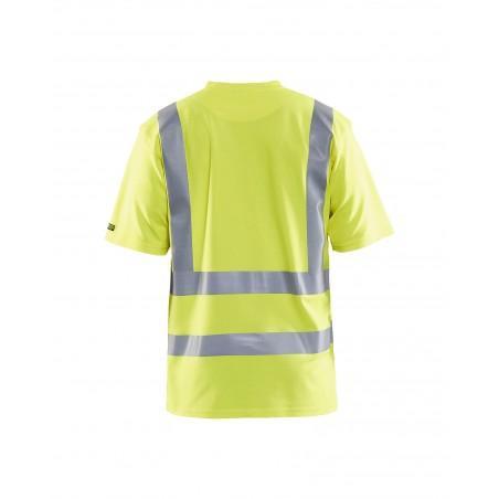 T-Shirt haute visibilité col V anti-UV jaune fluo