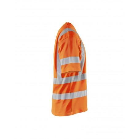 T-Shirt haute visibilité col V anti-UV orange fluo