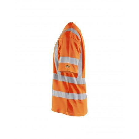 T-Shirt haute visibilité col V anti-UV orange fluo