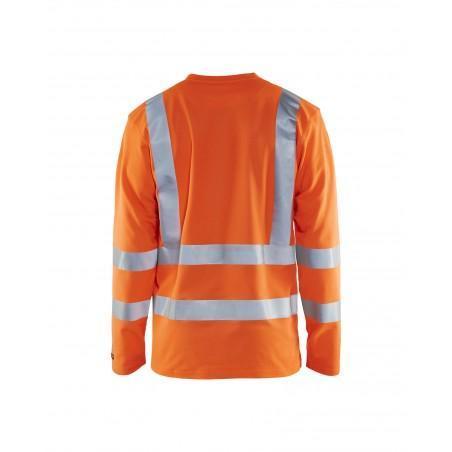 T-Shirt manches longues haute visibilité col V anti-UV orange fluo