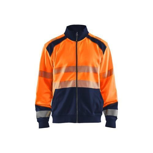 Sweat zippé haute-visibilité orange fluo/marine