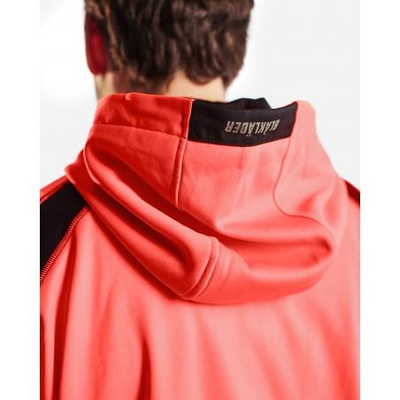Sweat zippé à capuche haute-visibilité rouge fluo/noir