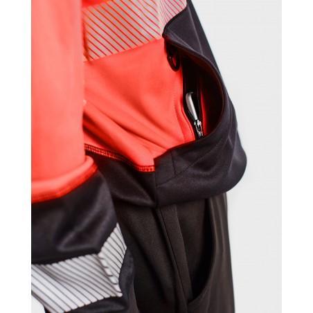 Sweat zippé à capuche haute-visibilité rouge fluo/noir
