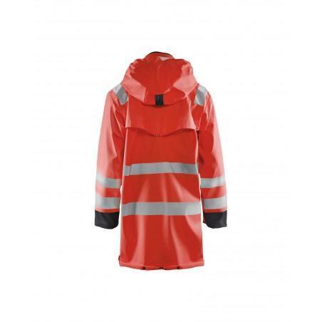Manteau de pluie HV Niveau 2 rouge fluo/noir