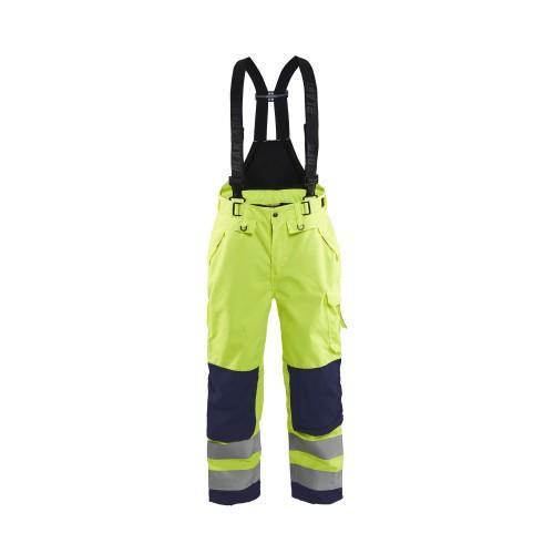 Pantalon à bretelles hardshell haute-visibilité jaune fluo/marine