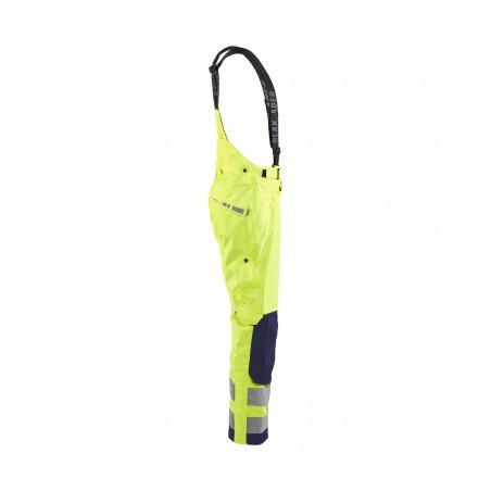Pantalon à bretelles hardshell haute-visibilité jaune fluo/marine