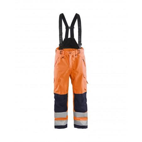 Pantalon à bretelles hardshell haute-visibilité orange fluo/marine