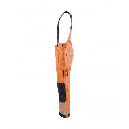 Pantalon à bretelles hardshell haute-visibilité orange fluo/marine