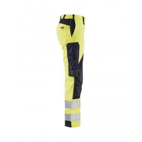 Pantalon multinormes inhérent femme jaune fluo/marine