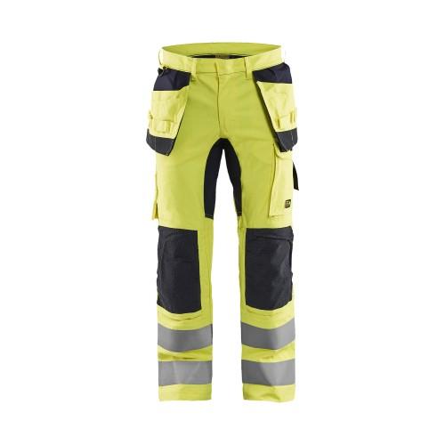 Pantalon multinormes inhérent + stretch jaune fluo/marine