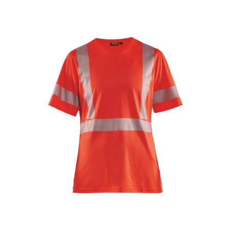 t-shirt-haute-visibilite-femme-rouge-fluo-blaklader