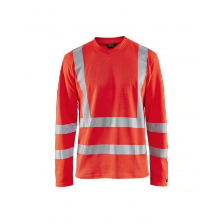 t-shirt-manches-longues-anti-uv-hv-rouge-fluo-blaklader