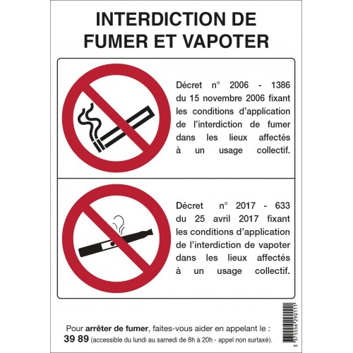 Interdiction De Fumer Et Vapoter 150X210Mm (A5) Ps Choc